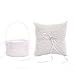 TRUE LOVE GIFT Ring Bearer Pillow and Wedding Flower Girl Basket Set Lace Pearl Rhinestones Satin Collection Wedding Anniversary Celebrations Party Decoration