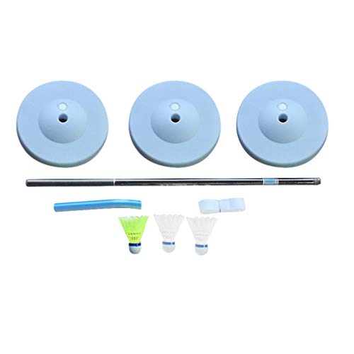 Uplord Badminton Trainer Set,Single Double Badminton Trainer Practice Self-Whirl Assist(3X Water Injector,1x Elastic Rod,1x Connecting Rod,40x Elastic Rope,3X Badminton)