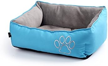 PetPaw Print Pet Bed for Dog or Cat available in 3 sizes, Easy-to-Clean, 100% Machine Washable (L, 22"x17"x6",blue)