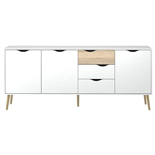 Tvilum Diana Sideboard with 3 Doors and 3 Drawers, White/Oak Structure