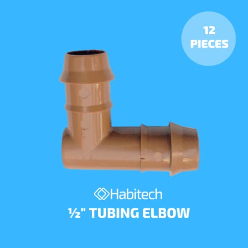 Habitech 1/2" Elbow Drip Irrigation Fittings (12 Pack) Barbed 90