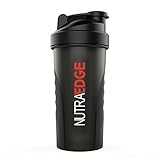 NutraEdge Shaker Bottle with Blender Ball 20.5 Oz, Sports Nutrition Supplements Bottle, Non-slip part, Black.