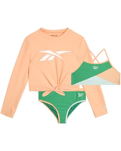 Reebok Girls' Rash Guard Set - 3 Piece UPF 50+ Long