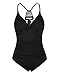Firpearl Women's Halter One Piece Swimsuits Braid Macrame Ruched Tummy Control Swimwear