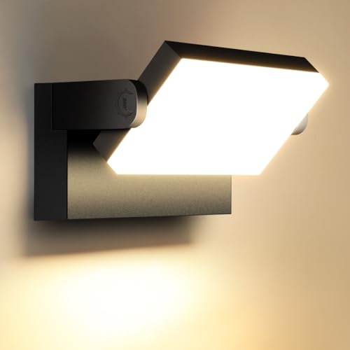 ledmo 60W Outdoor / Indoor Wall Light 360° Adjustable Outdoor Lamps Outdoor Wall Light for Terrace Corridor Gardens, Black, 126 LEDs, 5000 Lumens, Warm White 3000K, IP65