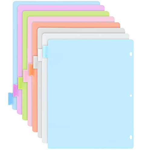 8 Dividers for 3 Ring Binder Standard Index Folder Dividers, Plastic