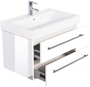 Badmobel Mit Geberit Icon Waschbecken 75 Cm Weiss Hochglanz Amazon De Kuche Haushalt
