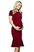 My Bump Maternity Midi Dress - Fitted Stretch Short Sleeves Mermaid Flare Ruffle (Made in USA)