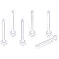 Lxnoap 20G Clear Bioflex Flat Top Nose Ring Stud Retainer Body Piercing Jewelry Allergy Free, Metal Free (Bone, 5 pcs)