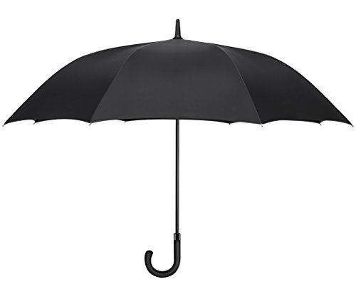 Plemo Oversize Rain Umbrella Windproof Long Big Umbrella Auto Open Long-handle With Durable Polyester Rib (Black 8 Ribs)