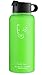 Swig Savvy’Stainless Steel Vacuum Insulated Water Bottle Wide Mouth 32 oz Capacity Double Wall Design 100% Leak & Sweat Proof - Includes water bottles Pouch & Coffee Lid (Light Green)