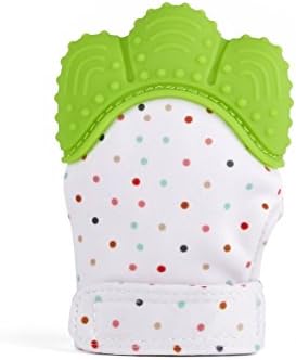 WONGYEE WONGYEE Silicone Teething Baby Mitten Hygienic Baby Soothing Mitt Silicone Teether Mitten for Self-soothing,Ideal Baby Shower Gift with Handy Travel Bag ~Unisex for 3-12 Months Baby,Green
