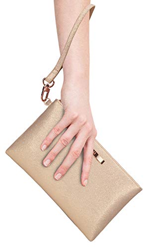 Womens Soft Lightweight Wristlet Clutch - Ladies Glitter Wristlet Organizer with Card Slot