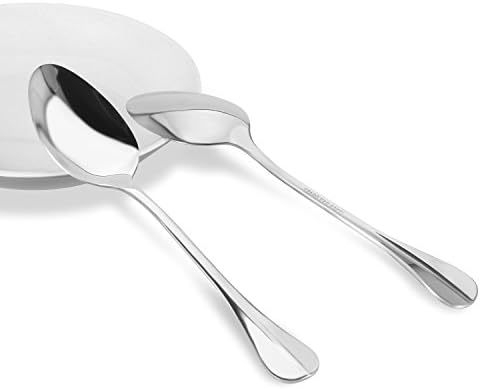 Table Spoons Set Of 24 By Nucookery - Heavy Duty, Dishwasher Safe Stainless Steel Construction - Ergonomic Long Handle Design - For Eating Spaghetti, Appetizers, Desserts &amp; Serving Or Mixing Salads