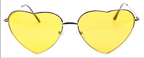 SCLM Fashion Cute Heart Shaped Sunglasses(Gold-yellow)