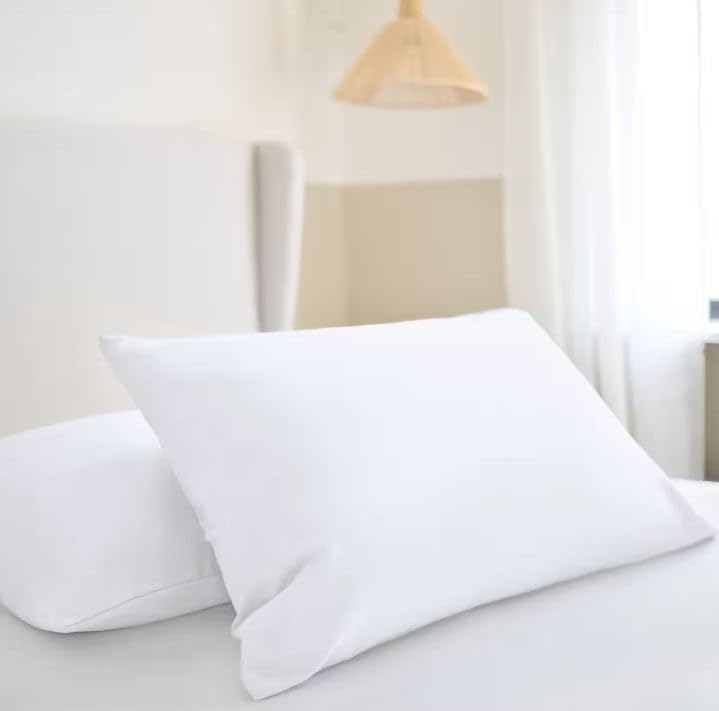 Mirha Extra Large Pillow Case Pair Percale Blended Cotton White 50 x 90 + 15cm