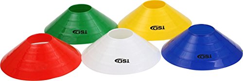 GSI 2 inch high Disc Cones Soccer Cones with Stand for Agility Training, Football, Soccer, Field Cone Markers - Pack of 50