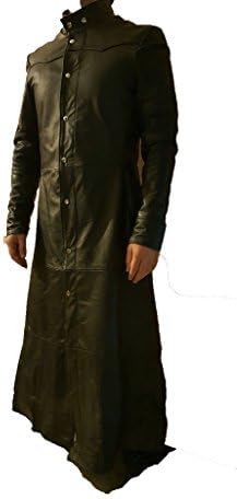 Creazioniinpelle Men's Leather Gothic Trench Coat Matrix Made In Italy Size L Black