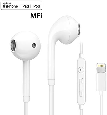 Lightning Earbuds, Popa in-Ear Headphones Earphones with Microphone and Remote, MFi Certified, Compatible with iPhone X/XS/XS MAX/XR/8/8P/7/7P/iPad Pro/iPad Air/iPad Mini/iPod