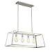 Light Society Morley 4-Light Kitchen Island Pendant, Satin Nickel Shade with Clear Glass Panels, Modern Industrial Chandelier (LS-C104-SN)