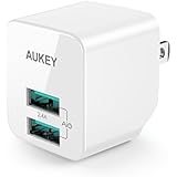 AUKEY USB Wall Charger with Foldable Plug & 2.4A output for iPhone 5/5S/4/4S, iPad, Samsung, HTC, LG and More - White