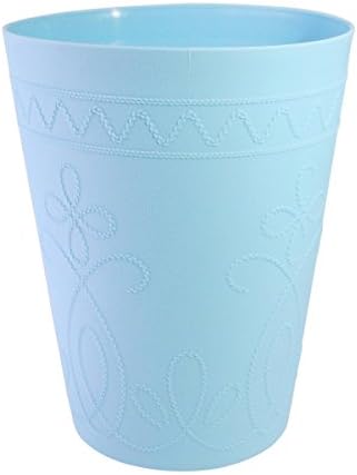 JustHome Cute Decorative Ornamental Plastic Trash Can Rubbish Bin Storage Basket - Blue
