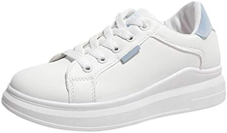 Vowes Women Casual Solid Lace-up Flat Thick Med Heel Breathable Med Heel Sneakers Single Shoes Skandent Small White Shoes