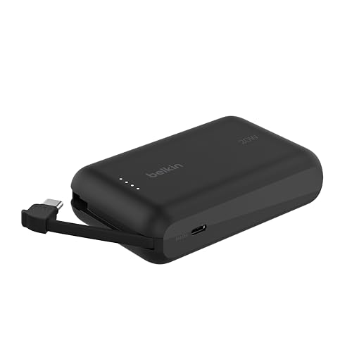 BoostCharge power bank 10 000 mAh con cavo integrato 20 W PD, caricatore portatile, ricarica USB-C PD rapida, power bank con ricarica rapida per iPhone 16 Series, iPad Pro, Galaxy S24 e altri