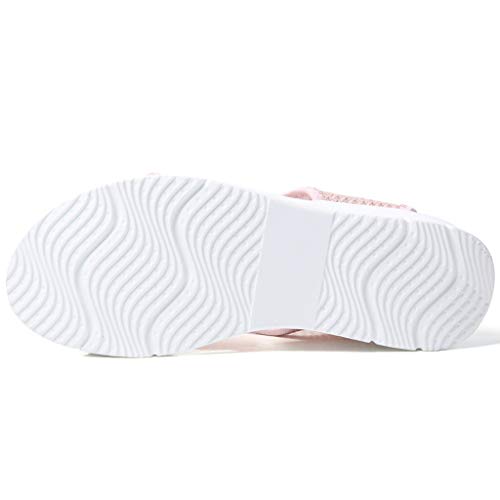 Women's Flat Sandals Open Toe Cutout Casual Summer Lightweight Comfort Platform Wedge Slip-on Flat Shoes Pink