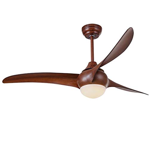 DOOST Nordic antique ceiling fan with remote control and dimmable integrated LED light fixture, 52" contemporary interior, 3 blade white/brown oak