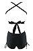 Women Summer 2PCS Bikini Set Deep V Halter Geometric Printed Swimsuit Boyshort Sporty Beachwear Criss Cross