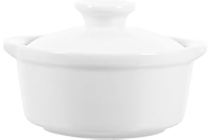 Kichvoe Double Ear Soup Bowl with Lid and Handle 4.44 Inch Ceramic Cooking Bowl for Stews Appetizers Desserts and Salads Vers