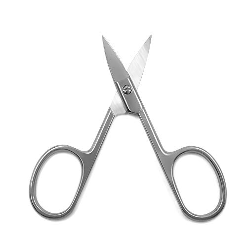 IVON Curved Blade Stainless Steel Small Scissors for Manicure, Nail, Cuticle Trimming, Eyebrow, Grooming, Mustache, Beard, Public Hair for Men & Women