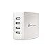 Universal USB Wall Charger. USB Plug iPad, iPhone, Samsung Charger (4-Port White)