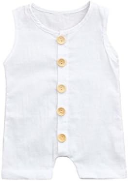 Boys Rompers, SHOBDW Kids Newborn Baby Girls Casual Button Solid Sleeveless Summer Clothes Jumpsuit Outfits