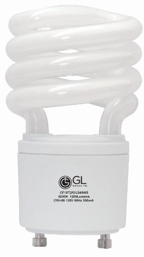 Goodlite G-10865 18-watt Replacement Mini Compact Fluorescent 1200-Lumen 6500K T2 Spiral Light Bulb with GU24 Base Twist and Lock, Daylight