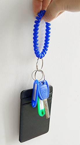 Wrist Keychain - Spring Spiral Stretch Coil Wristband Key Ring Key Chain, for Gym, Pool, ID Badge,Keys