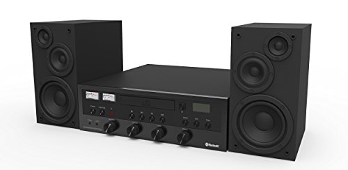 Innovative Technology Classic Retro Bluetooth Stereo System with CD Player, FM Radio, Aux-in, and Headphone Jack, All Black