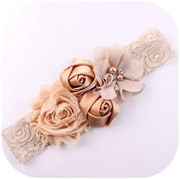 Lace Baby Headband Chic Lace Flower Princess Girls Newborn Infant Headwear Bow Headdress for Toddler Hair Accessories,Khaki