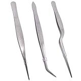 Rivoean Cooking Tweezers Precision Tongs,3 Pieces Stainless Steel Tweezers Precision Tongs For Cooking Culinary Medical Beauty(6.3-Inch)