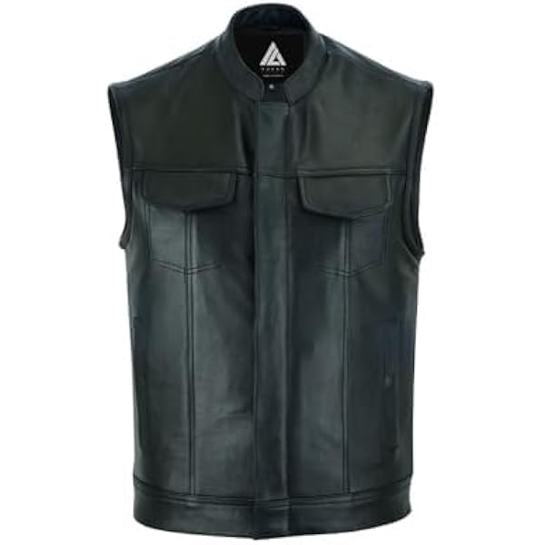 EXCELSIOR INT Men's Club Style Leather Vest Style Sleeveless