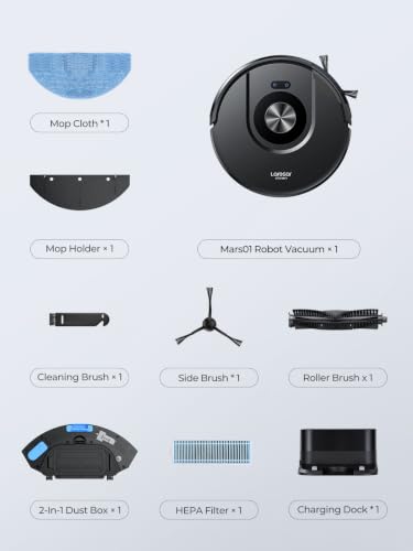 Laresar Clean Robot Vacuum Cleaner with Mop, 8000Pa Robotic Vacuum with LiDAR Navigation, 180 Min Runtime, 3-in-1 Sweep and Mop, 5 Maps, App/Voice Control for Pet Hair, Carpet and Hard Floors, Mars01
