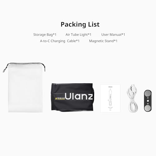 ULANZI UA20 20W Bi-Color Inflatable Tube Light, Portable Handheld Magnetic 2700K to 6500K CRI 95+ Air Video Streaming Light 1/4" Mounting Photography Lighting Stick