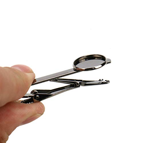 JETEHO 8 pcs Tie Clip Blanks with 16mm Round Bezel Tie Clips-Gold, Silver, Bronze, Black