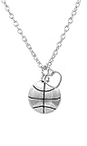 Basketball Heart Silver Basketball Necklace - Personalize With Your Jersey Number!
