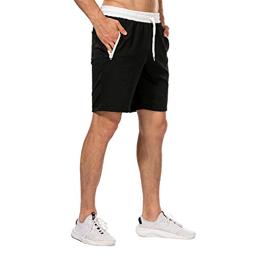 CHYU-Herren-Sport-Joggen-und-Training-Shorts-Fitness-Kurze-Hose-Jogging-Hose-Bermuda-Reissverschlusstasch