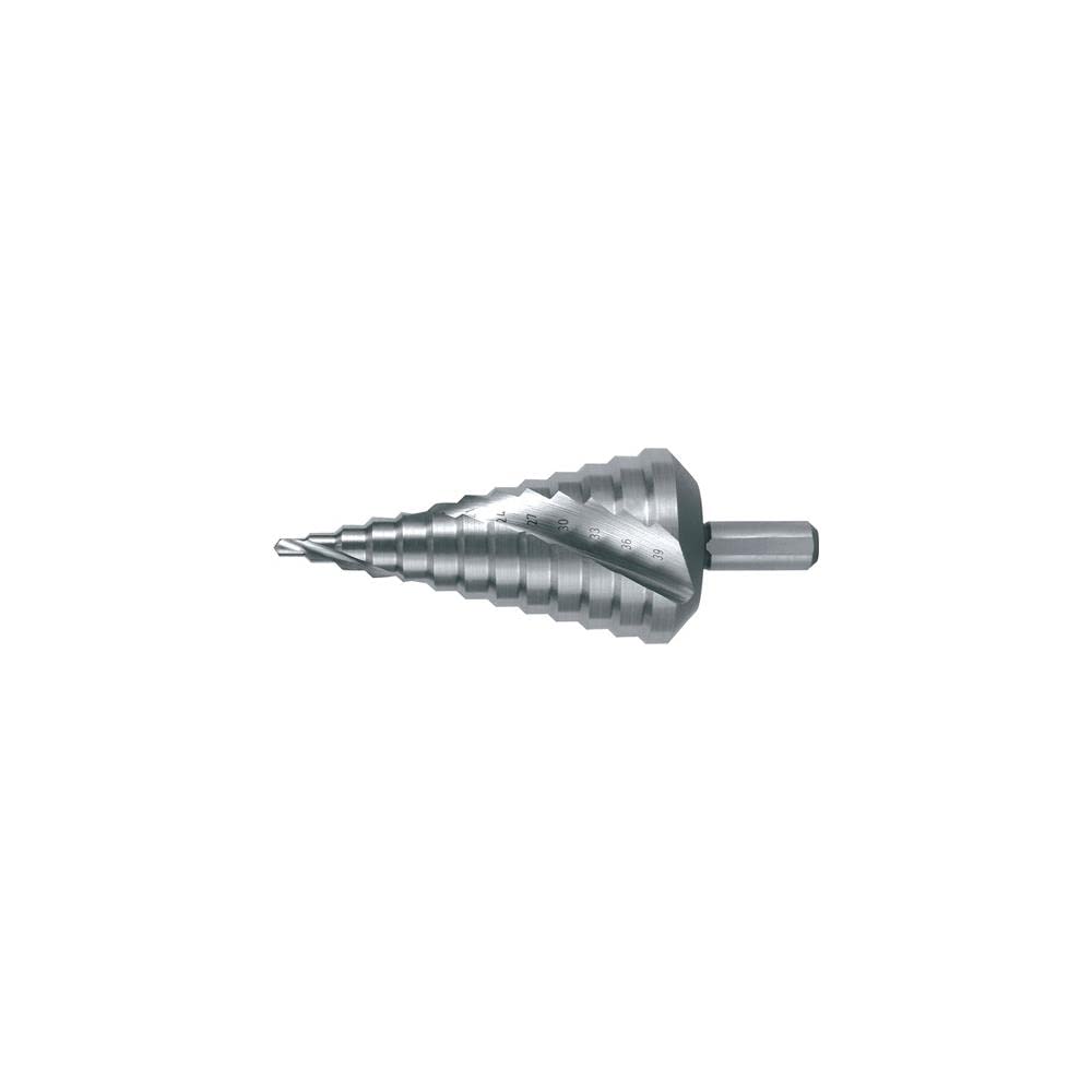 RUKO HSSE-Co 5 Spiral Fluted Step Drill Bit with Split Point, Bright Finish, 4.0-39.00 mm Diameter, Size 5, 107.0 mm Length, R101056E