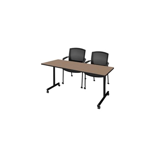 Regency Kobe 72 x 24 in. Mobile T-Base Training Seminar Table- Noble Oak, 2 Kni…