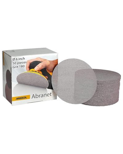 Mirka 9A-241-180 6-Inch 180 Grit Mesh Abrasive Dust Free Sanding Discs, Box of 50 Discs