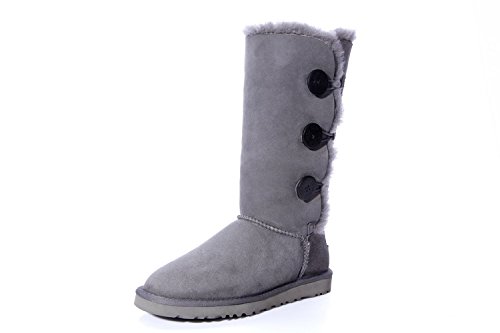 UGG Australia Women's Bailey Button Triplet Sheepskin Fashion Boots Gray,6.5 UK (39 EU)